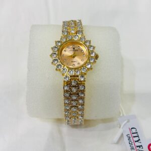 luxury crystal gold ladies watch