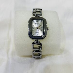 elegant silver rectangle ladies watch